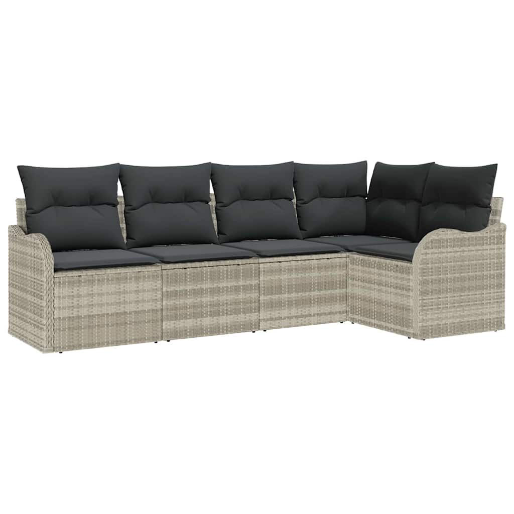 Ensemble de canapé de jardin 5 pcs Gris clair Poly rotin