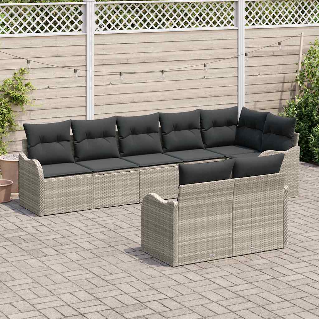Ensemble de canapé de jardin Gris clair polyrotin