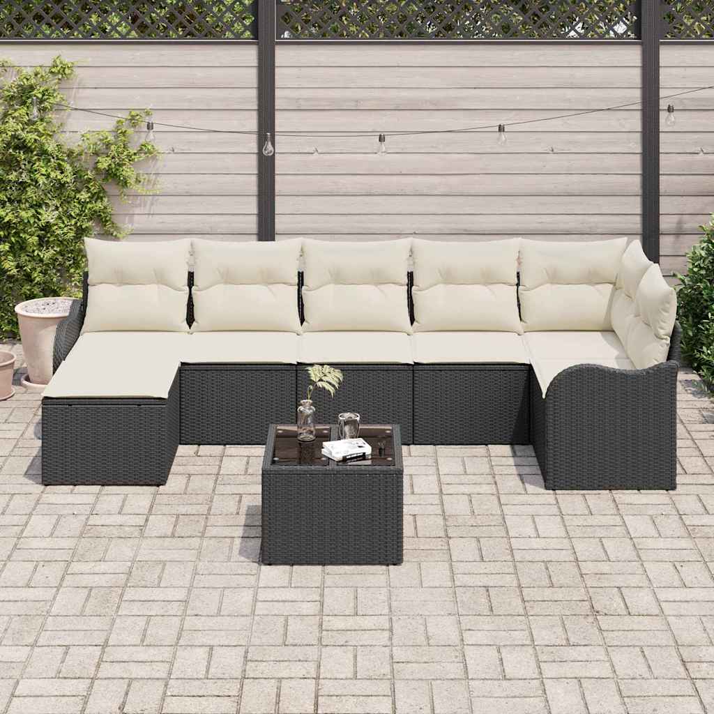 Ensemble de canapé de jardin Noir polyrotin