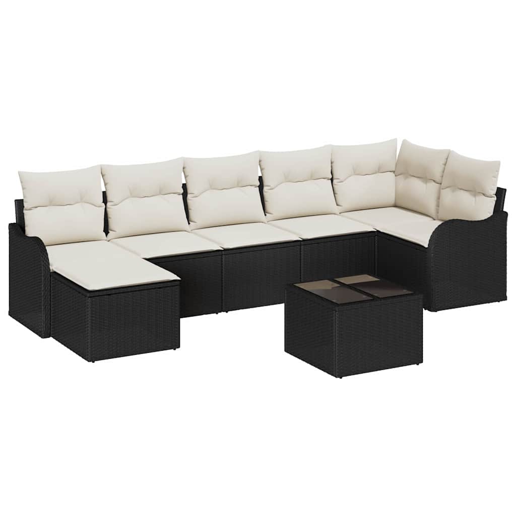 Ensemble de canapé de jardin Noir polyrotin