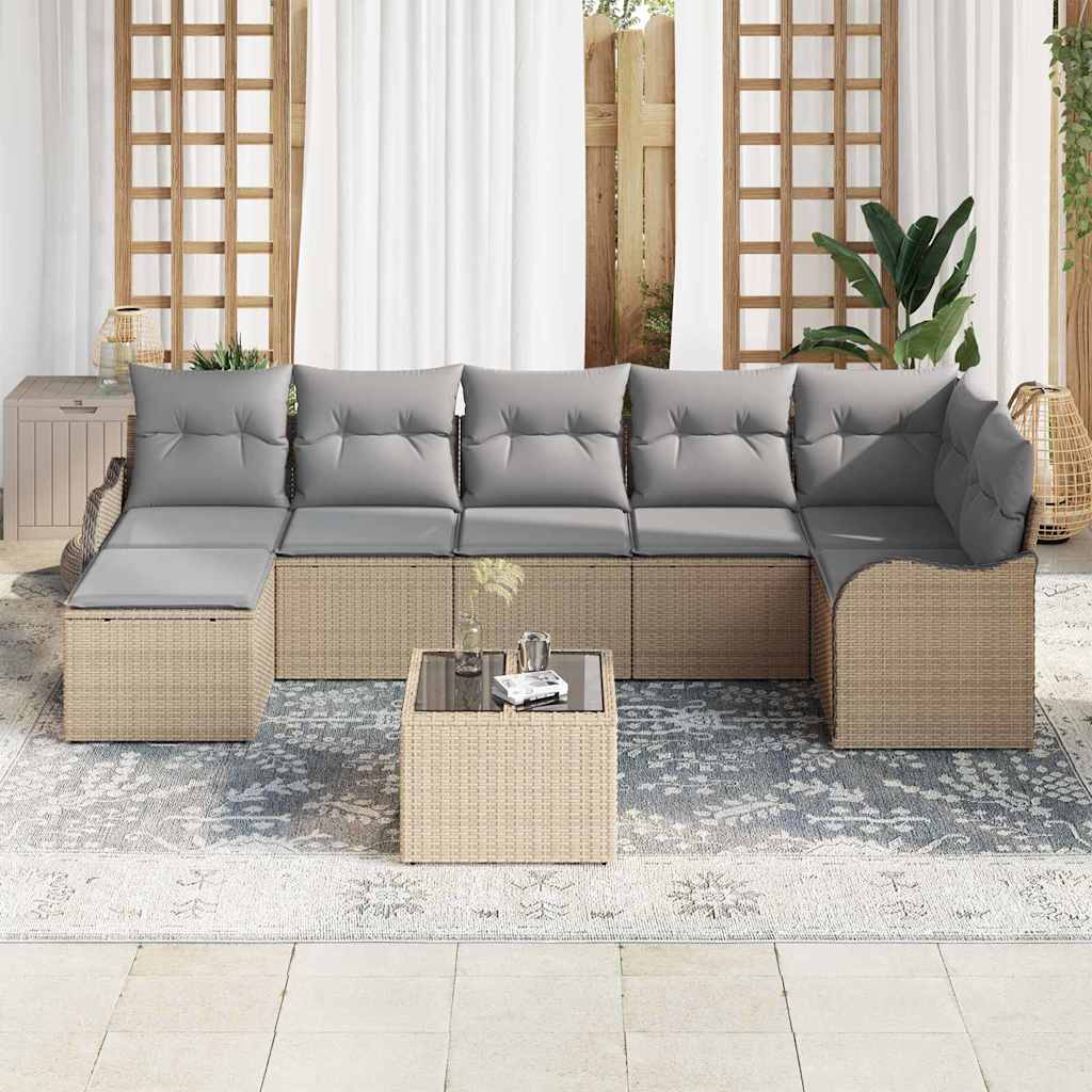 Ensemble de canapé de jardin Beige polyrotin
