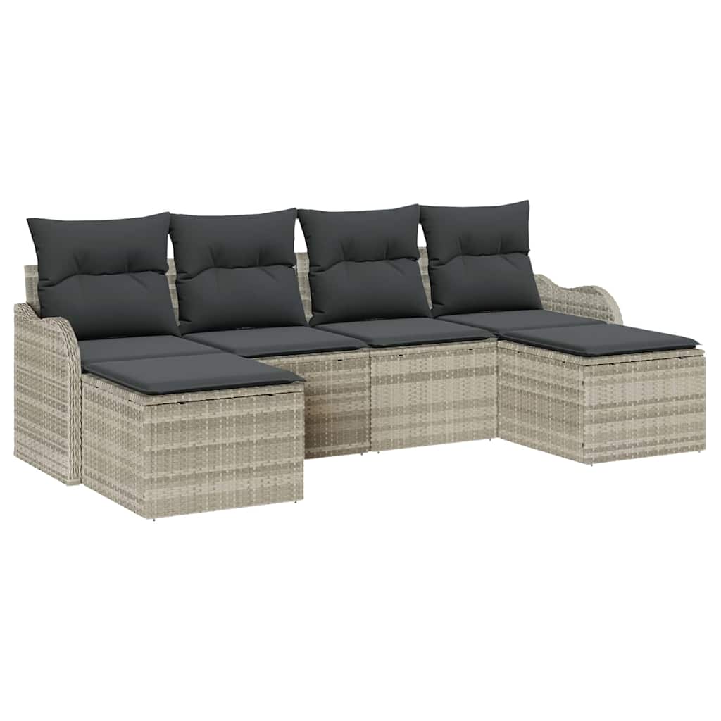 Ensemble de canapé de jardin 6 pcs Gris clair Poly rotin