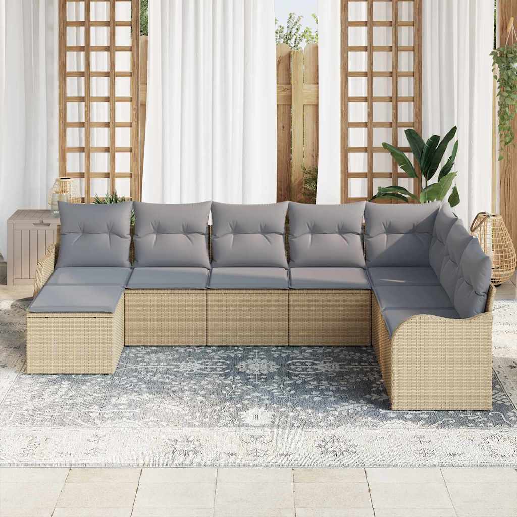 Ensemble de canapé de jardin 8 pc Beige polyrotin