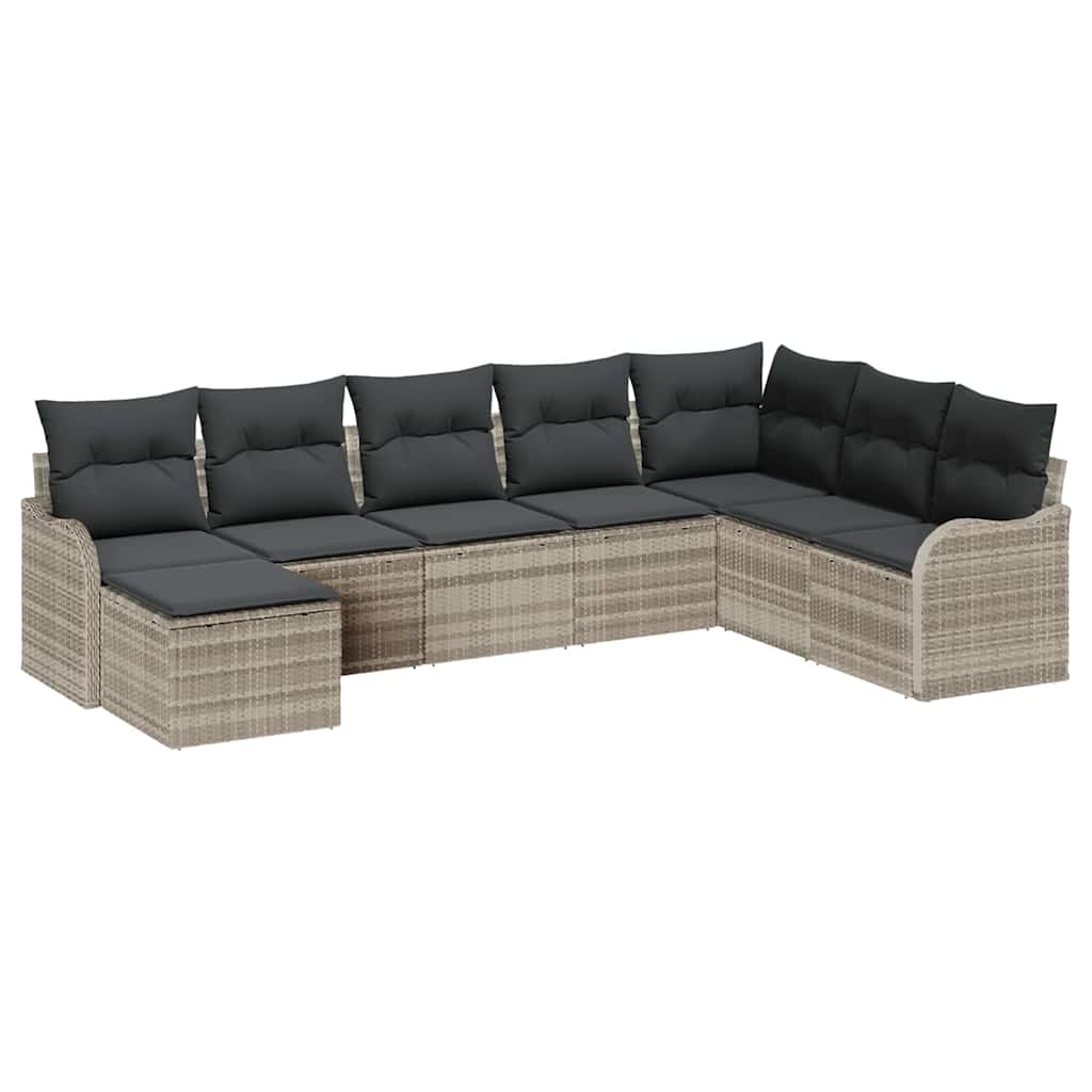 Ensemble de canapé de jardin 8 pcs Gris clair Poly rotin