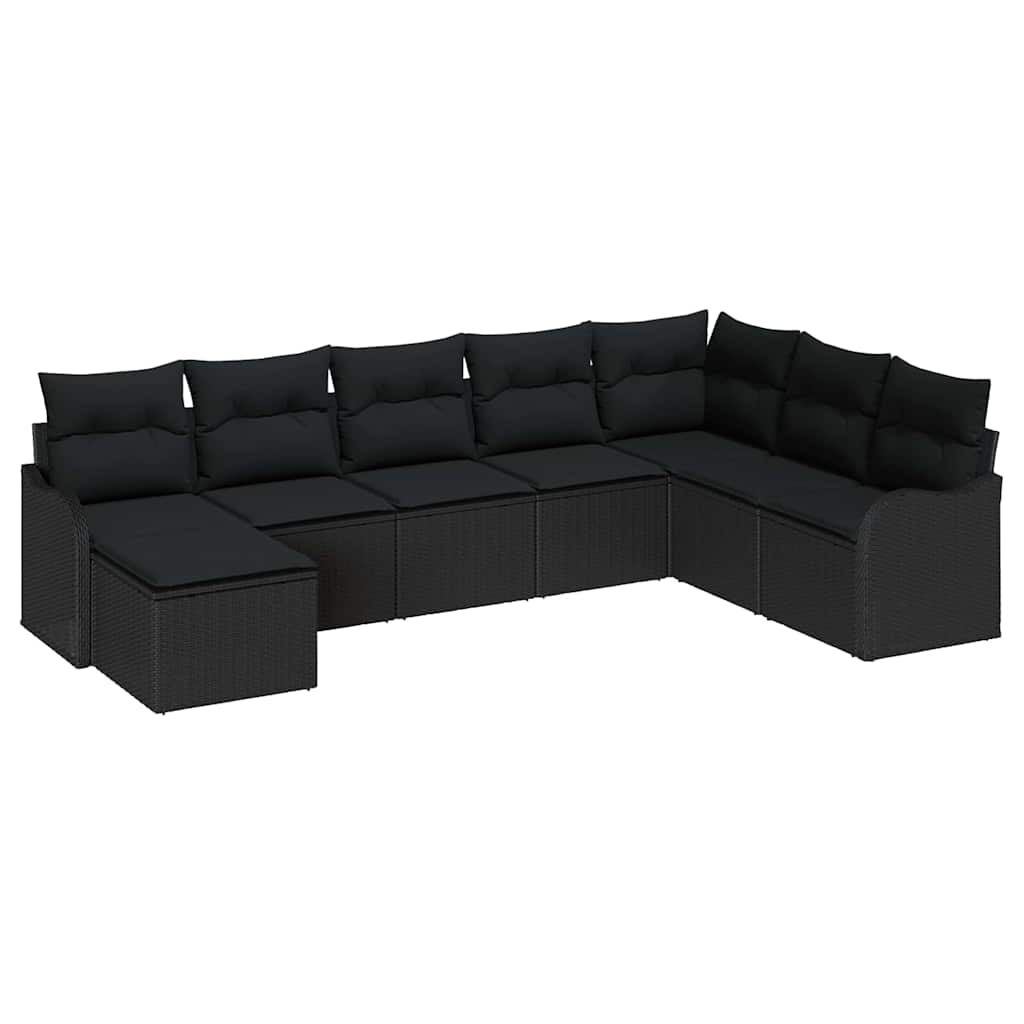 Ensemble de canapé de jardin 8 pcs Noir polyrotin