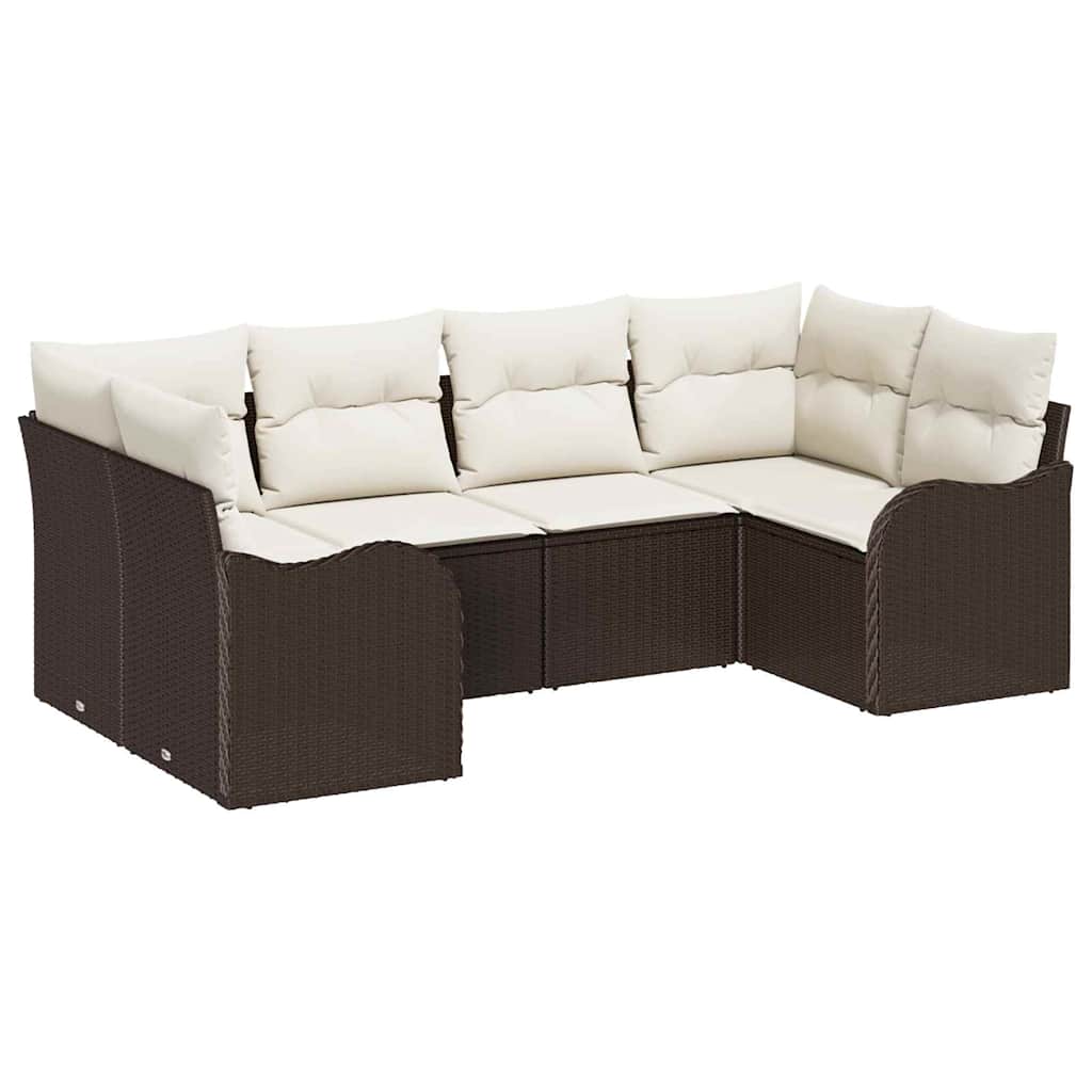 Ensemble de canapé de jardin 6 pcs Marron Poly rotin