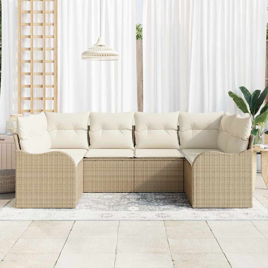 Ensemble de canapé de jardin 6 pcs Beige Poly rotin