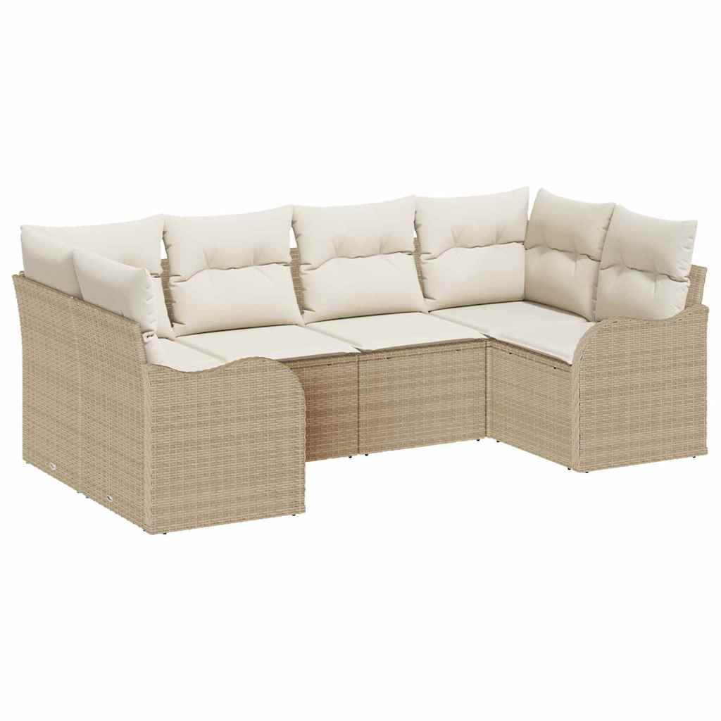 Ensemble de canapé de jardin 6 pcs Beige Poly rotin