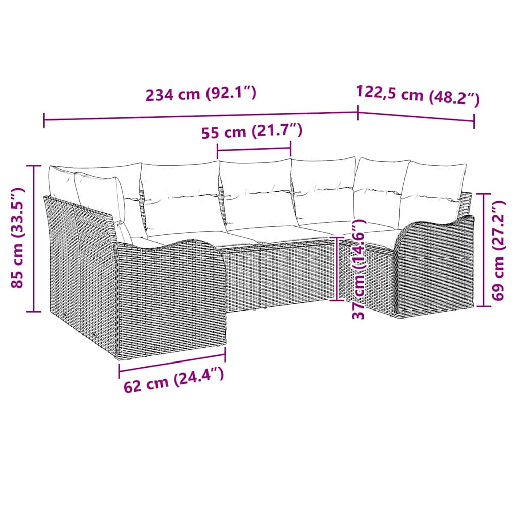 Ensemble de canapé de jardin 6 pcs Gris clair Poly rotin