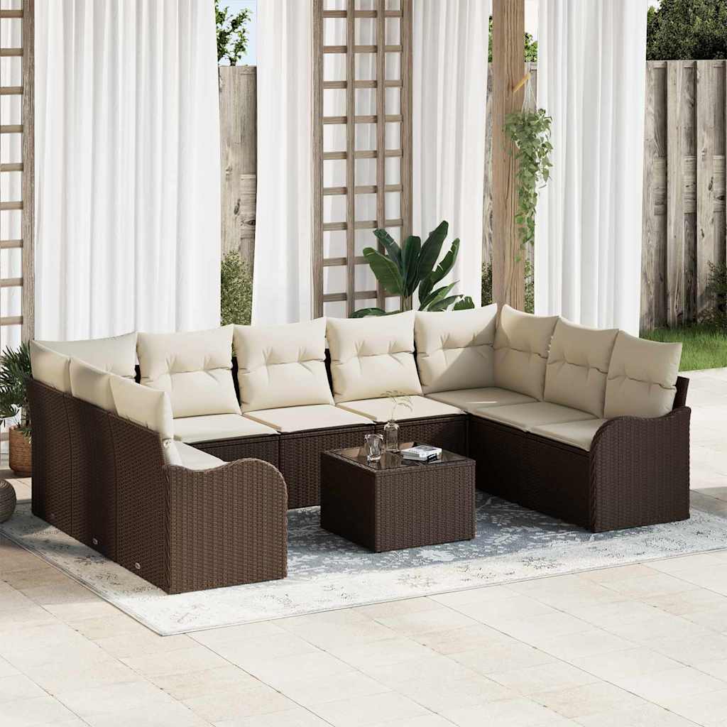 Ensemble de canapé de jardin Marron polyrotin