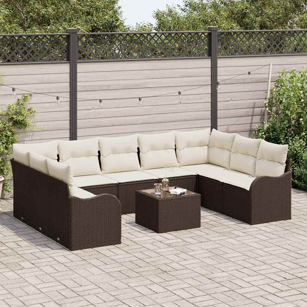 Ensemble de canapé de jardin Marron polyrotin