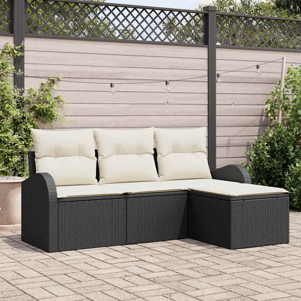 Ensemble de canapé de jardin Noir polyrotin