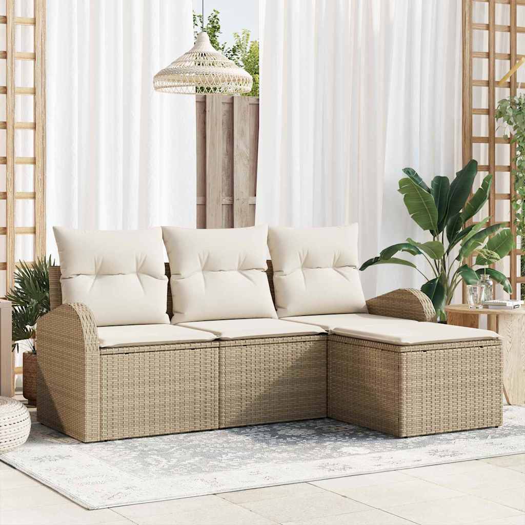 Ensemble de canapé de jardin Beige polyrotin