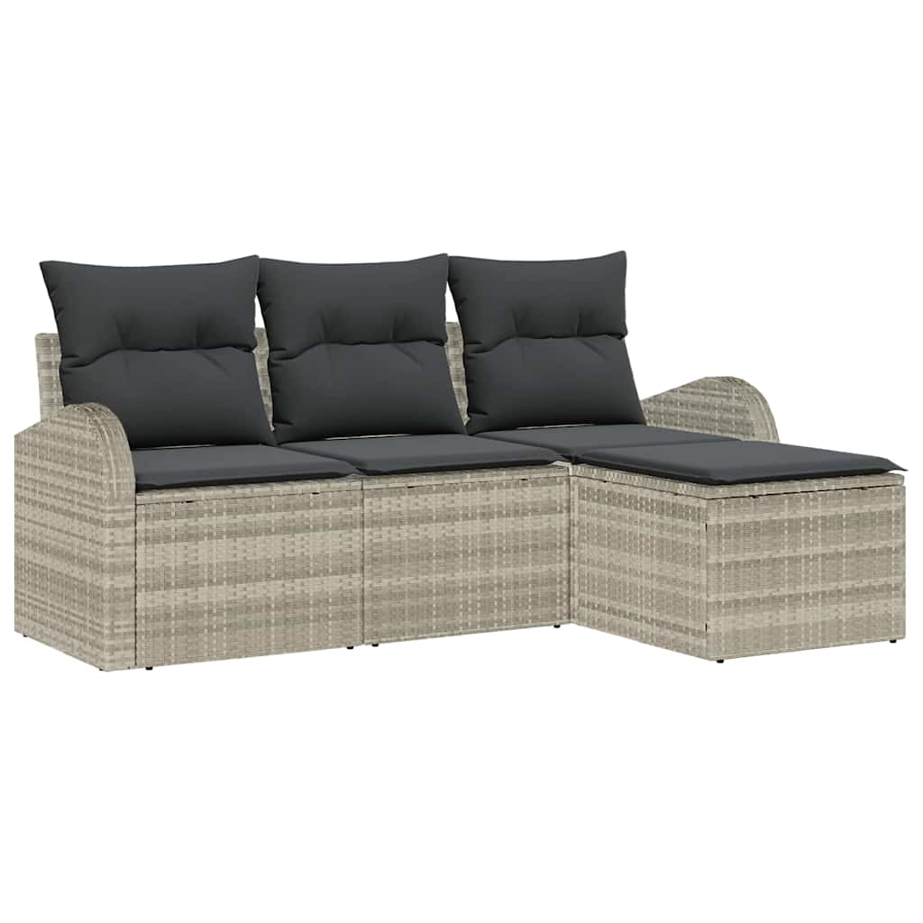 Ensemble de canapé de jardin Gris clair polyrotin
