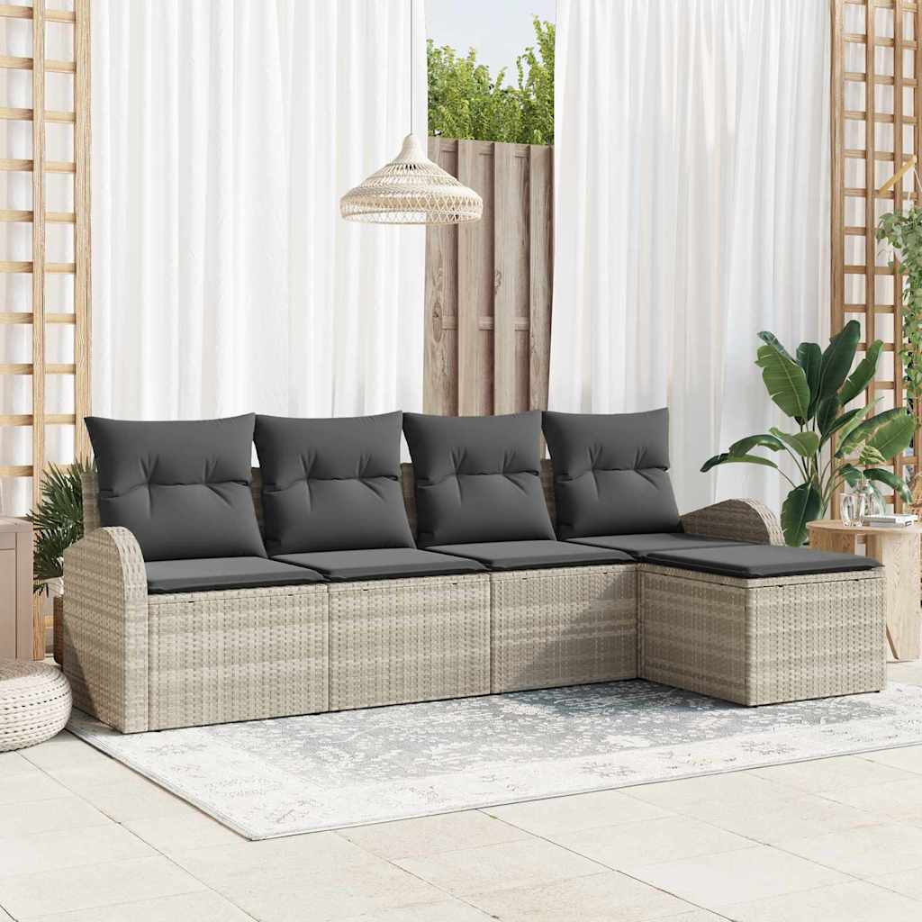 Ensemble de canapé de jardin 5 pcs Gris clair polyrotin
