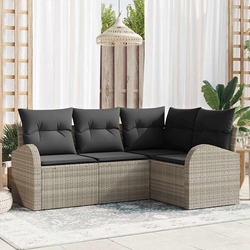Ensemble de canapé de jardin 4 pcs Gris clair polyrotin