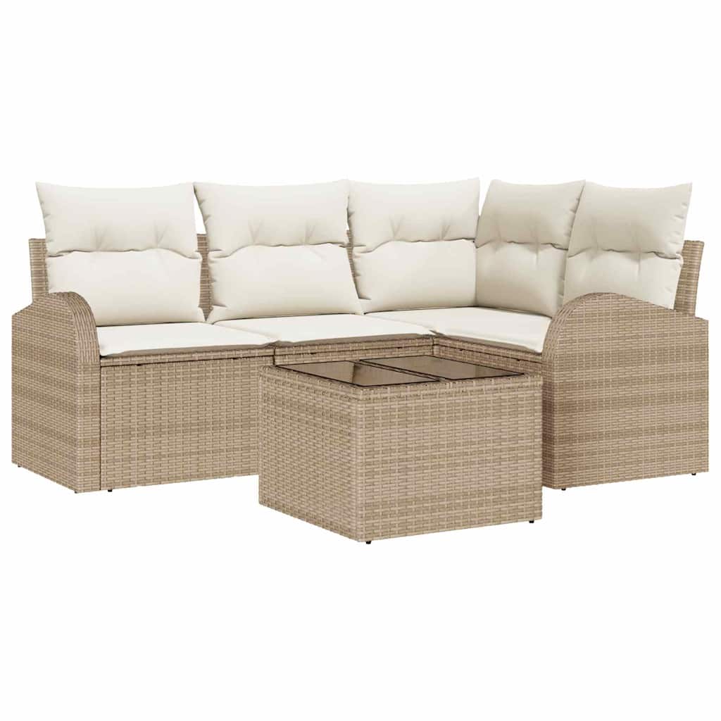 Ensemble de canapé de jardin Beige polyrotin