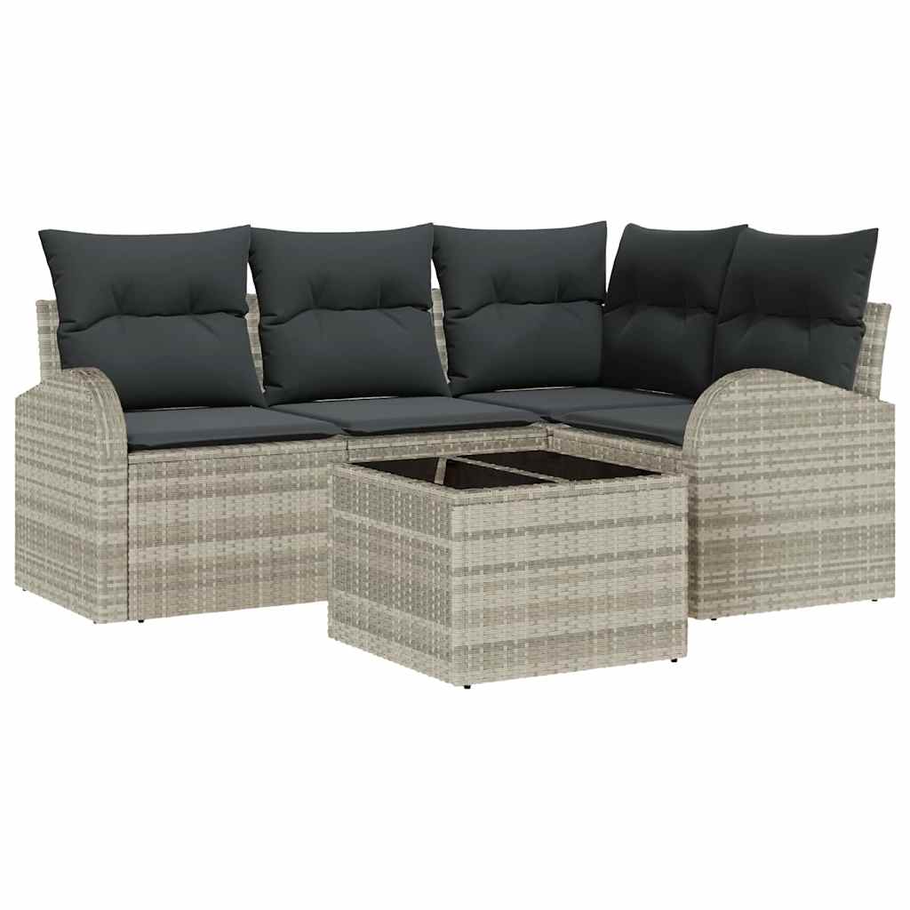 Ensemble de canapé de jardin 5 pcs Gris clair polyrotin