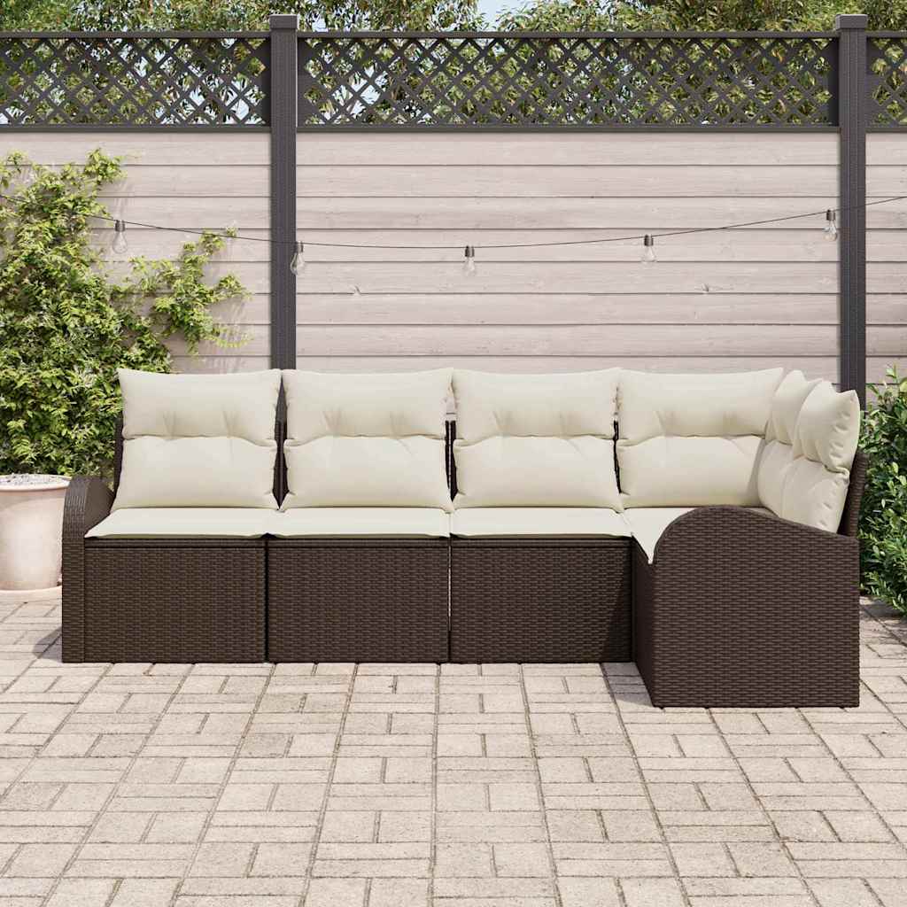 Ensemble de Canapés avec coussin 5 pcs Marron Polyester