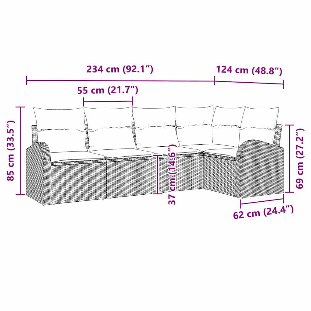 Ensemble de Canapés avec coussin Gris clair Polyester