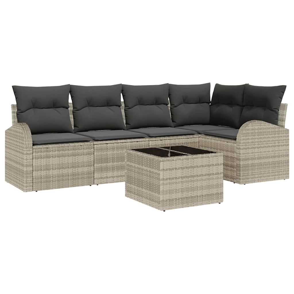 Ensemble de Canapés avec coussin 6 pcs Gris clair Polyester