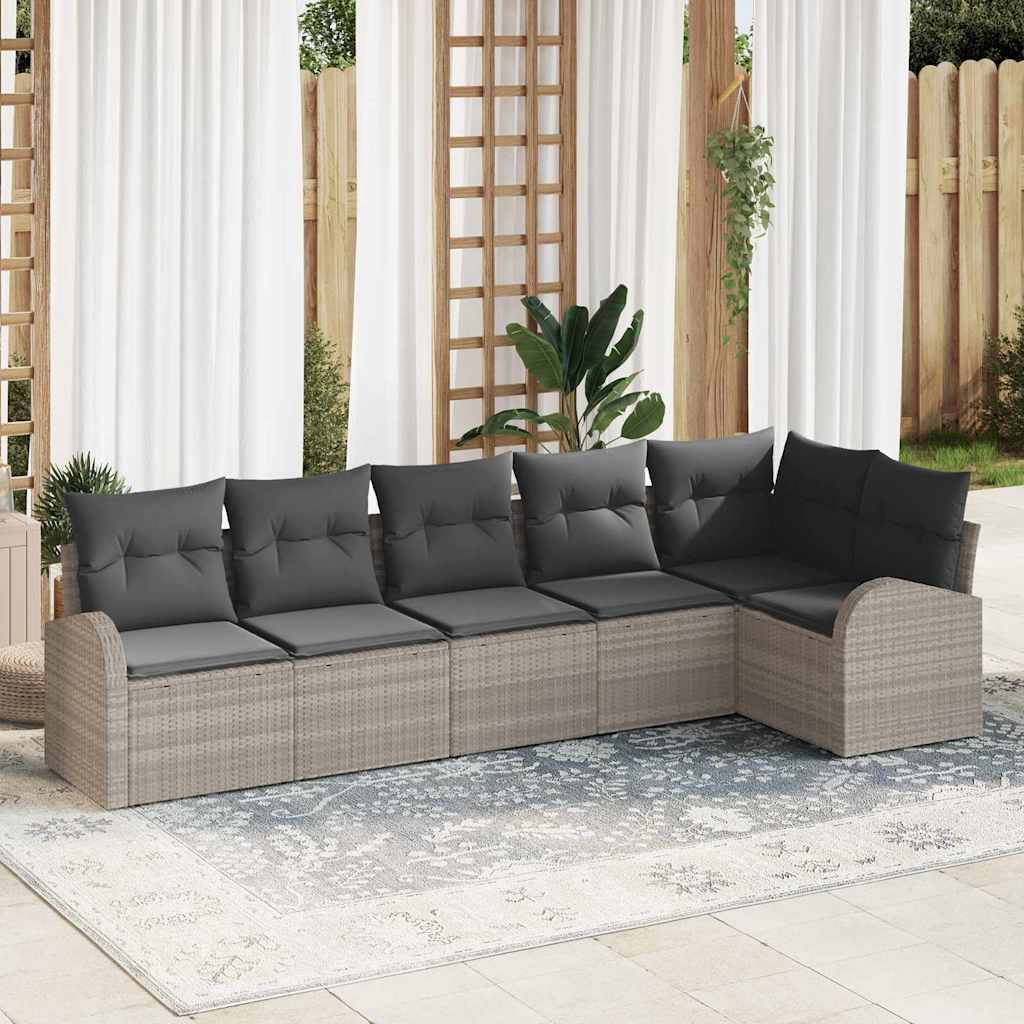 Ensemble de canapé de jardin 6 pcs Gris clair Poly rotin