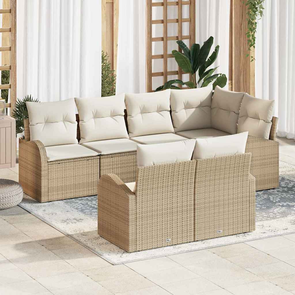 Ensemble de canapé de jardin Beige polyrotin