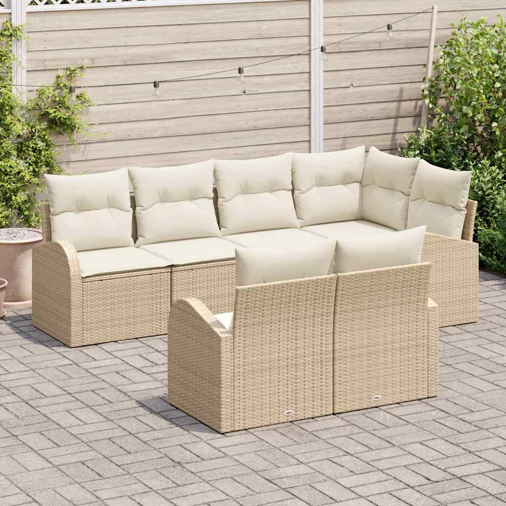 Ensemble de canapé de jardin Beige polyrotin