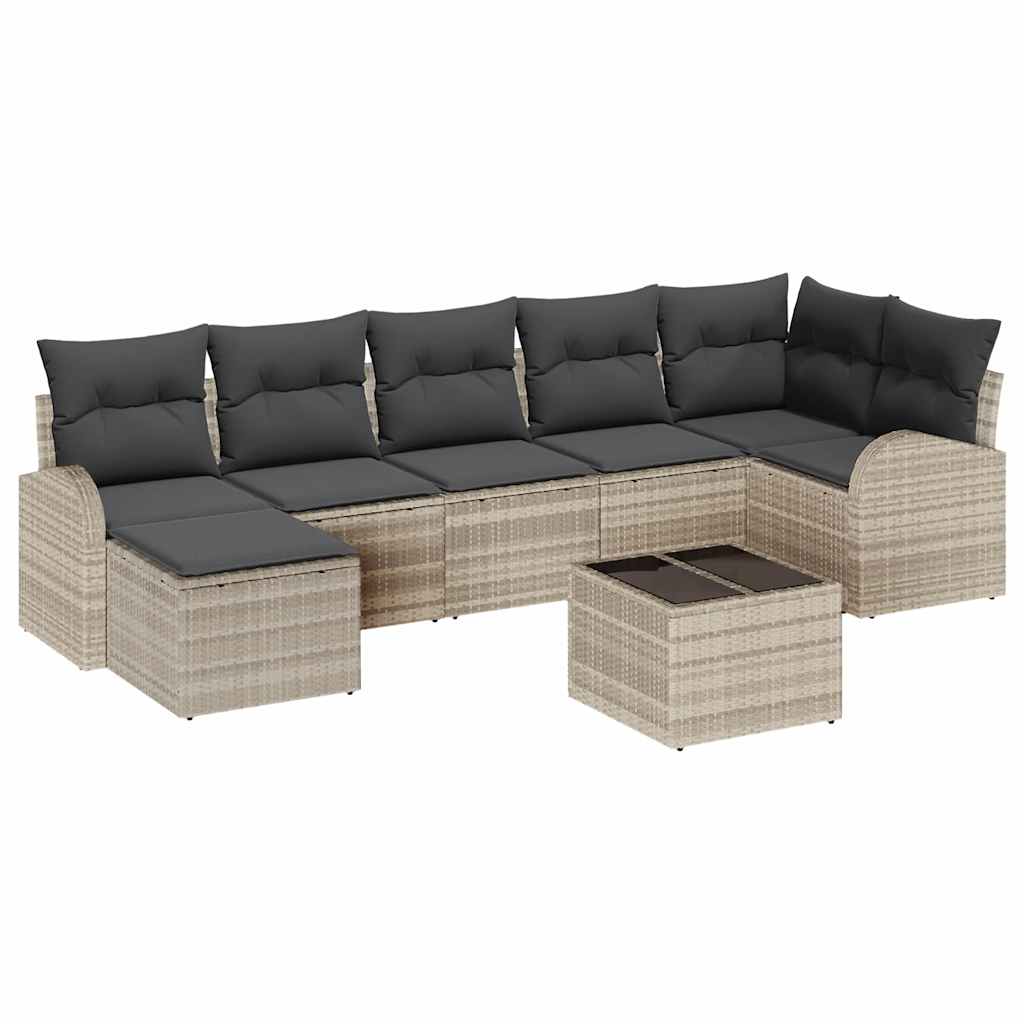 Ensemble de canapé de jardin 8 pcs Gris clair Poly rotin