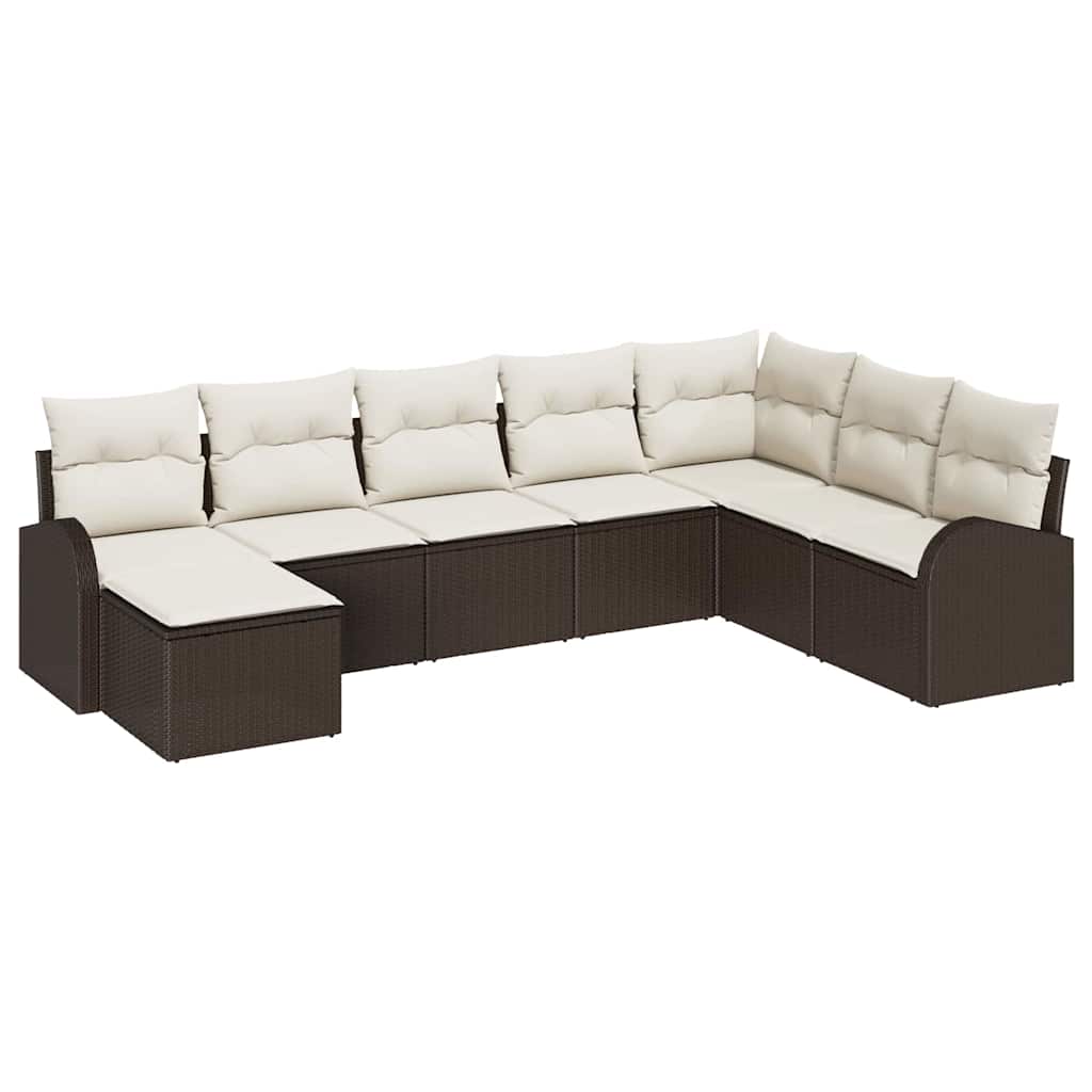 Ensemble de canapé de jardin 8 pcs Marron Poly rotin