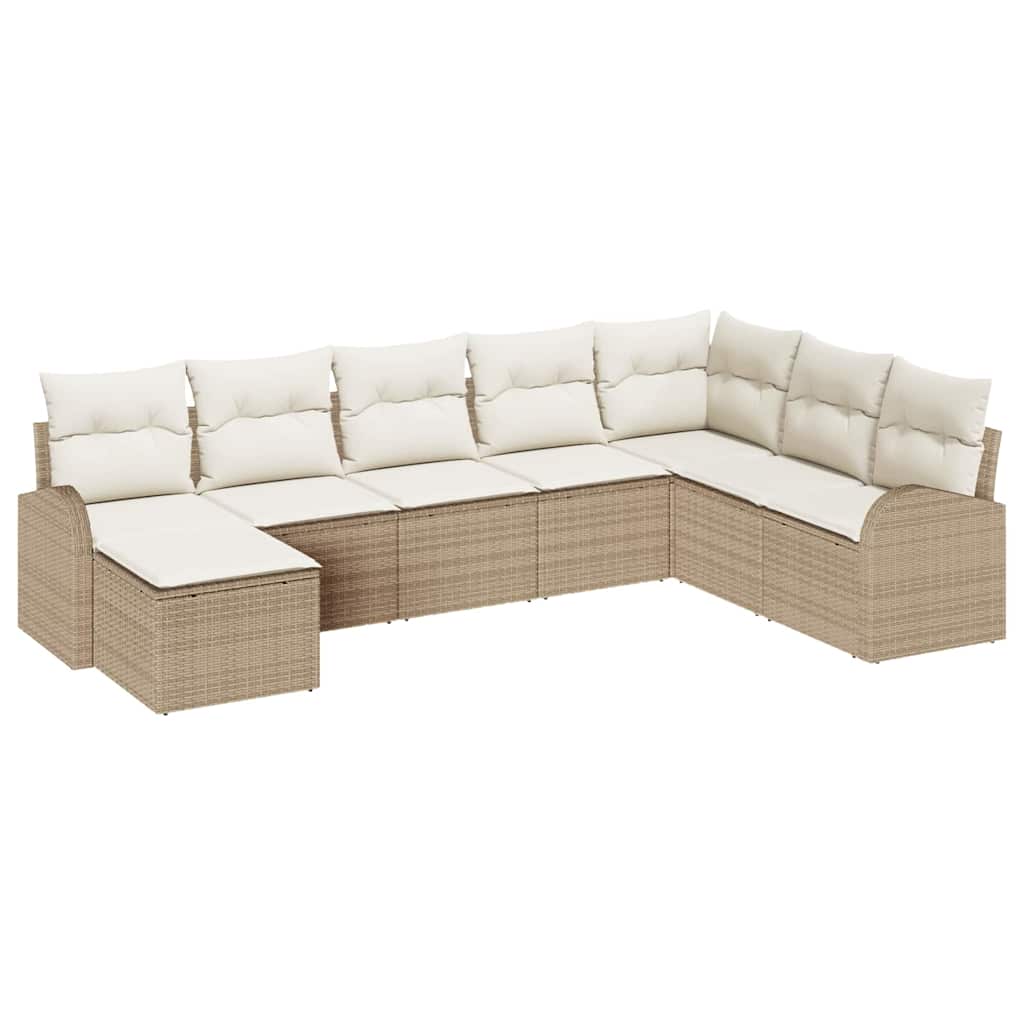 Ensemble de canapé de jardin 8 pcs Beige Poly Rattan