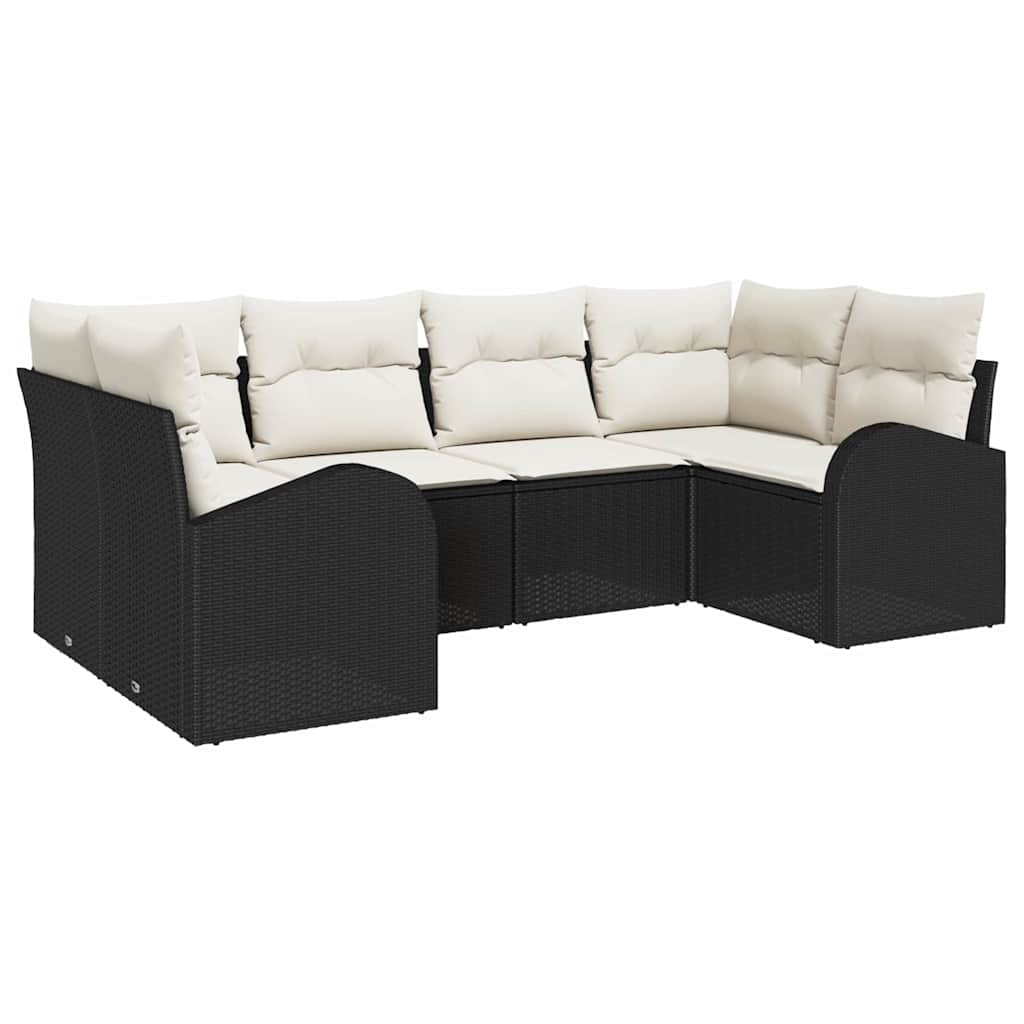 Ensemble de canapé de jardin 6 pcs Noir Poly Rattan