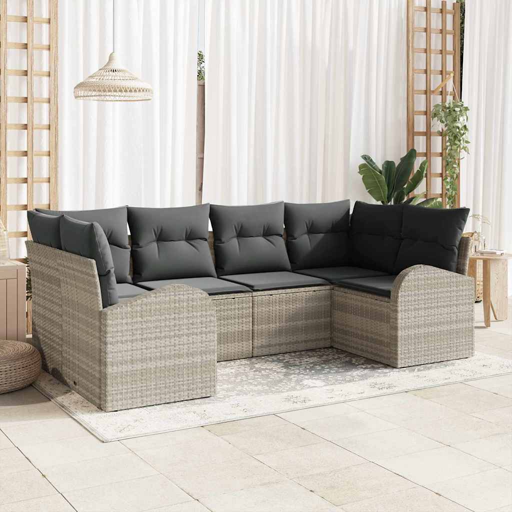 Ensemble de canapé de jardin 6 pcs Gris clair Poly Rattan