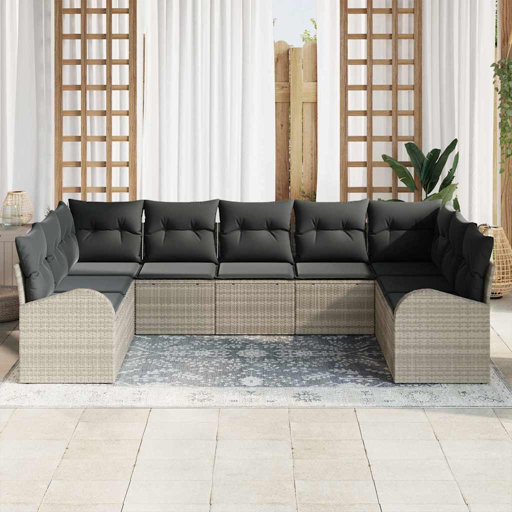 Ensemble de Canapés avec coussin Gris clair Poly Rattan