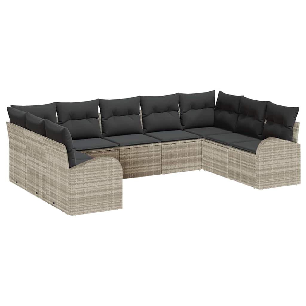 Ensemble de Canapés avec coussin Gris clair Poly Rattan