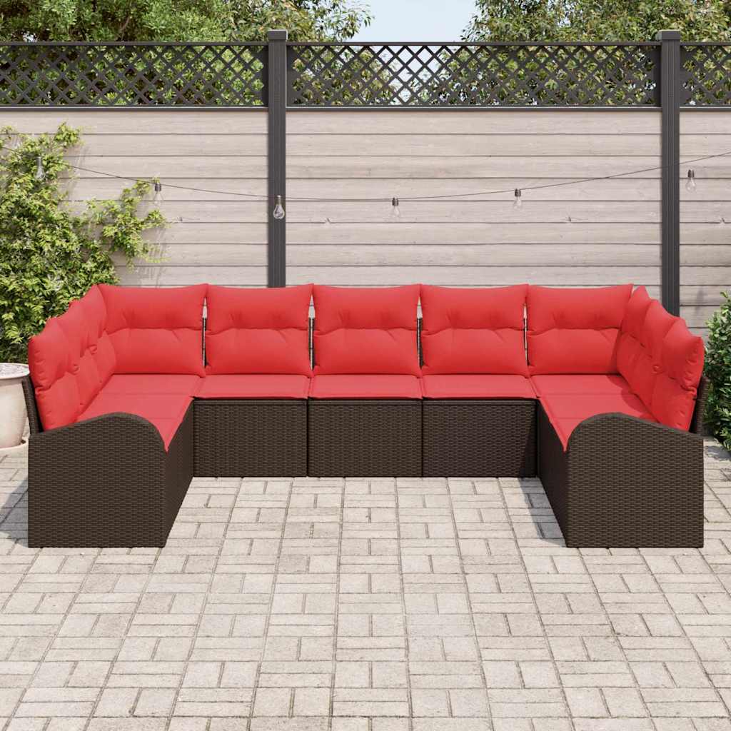 Ensemble de Canapés avec coussin Marron Poly Rattan