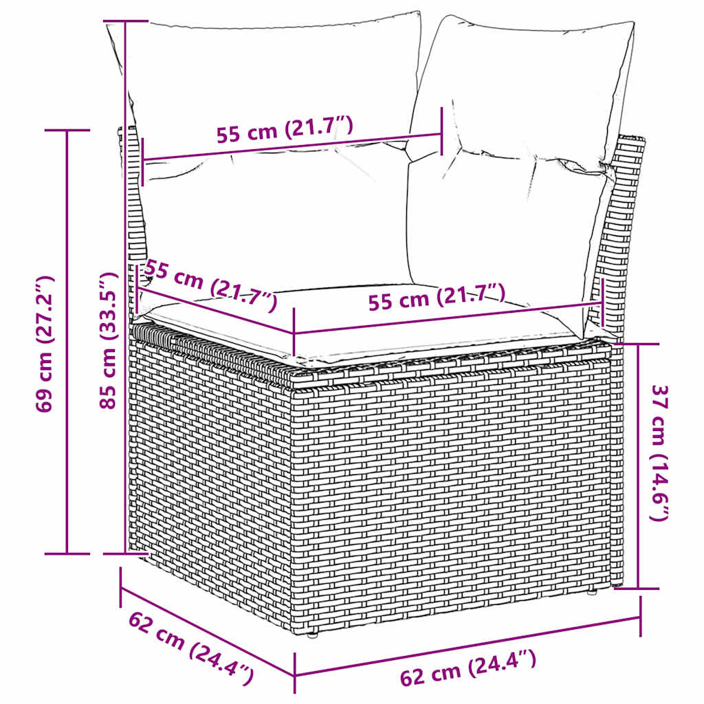 Ensemble de Canapés avec coussin 10 pcs Gris Poly Rattan
