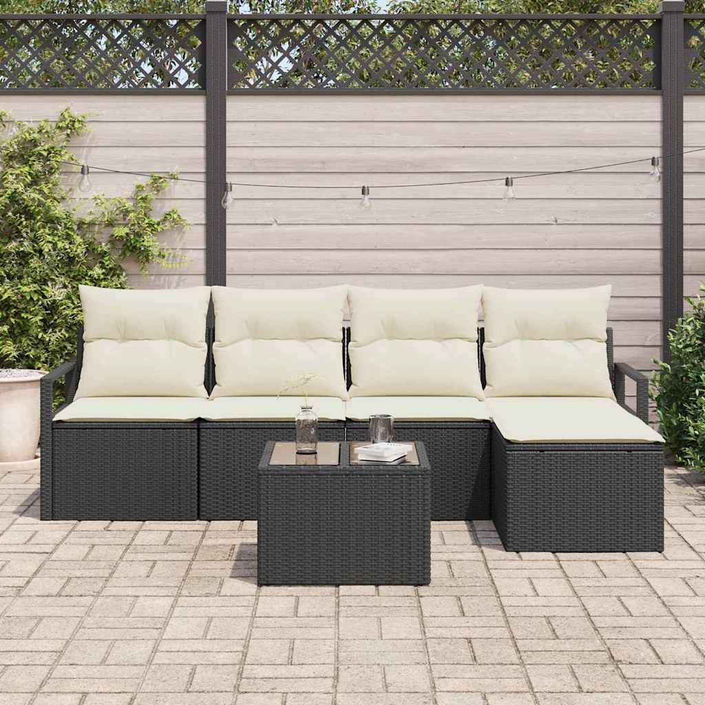 Ensemble de Canapés avec coussin 6 pcs Noir polyrotin