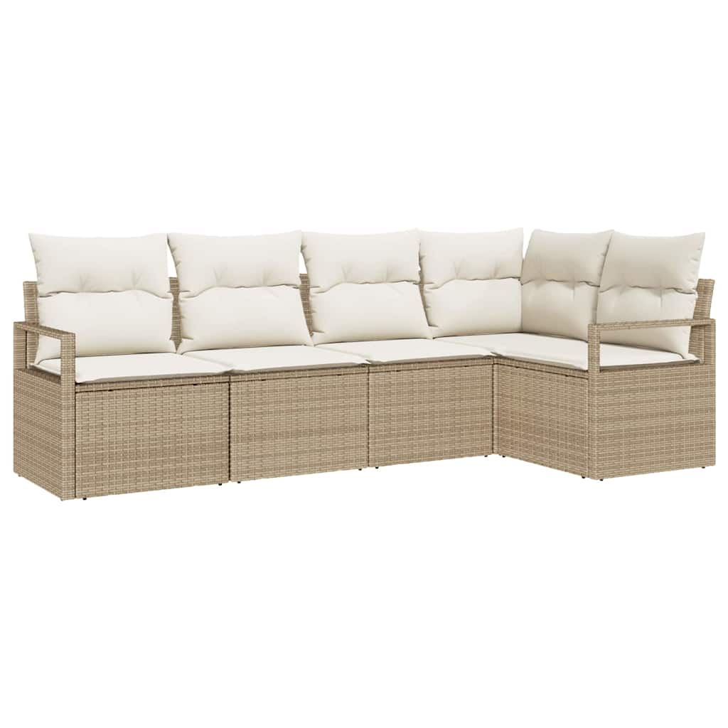 Ensemble de Canapés avec coussin 5 pcs Beige polyrotin