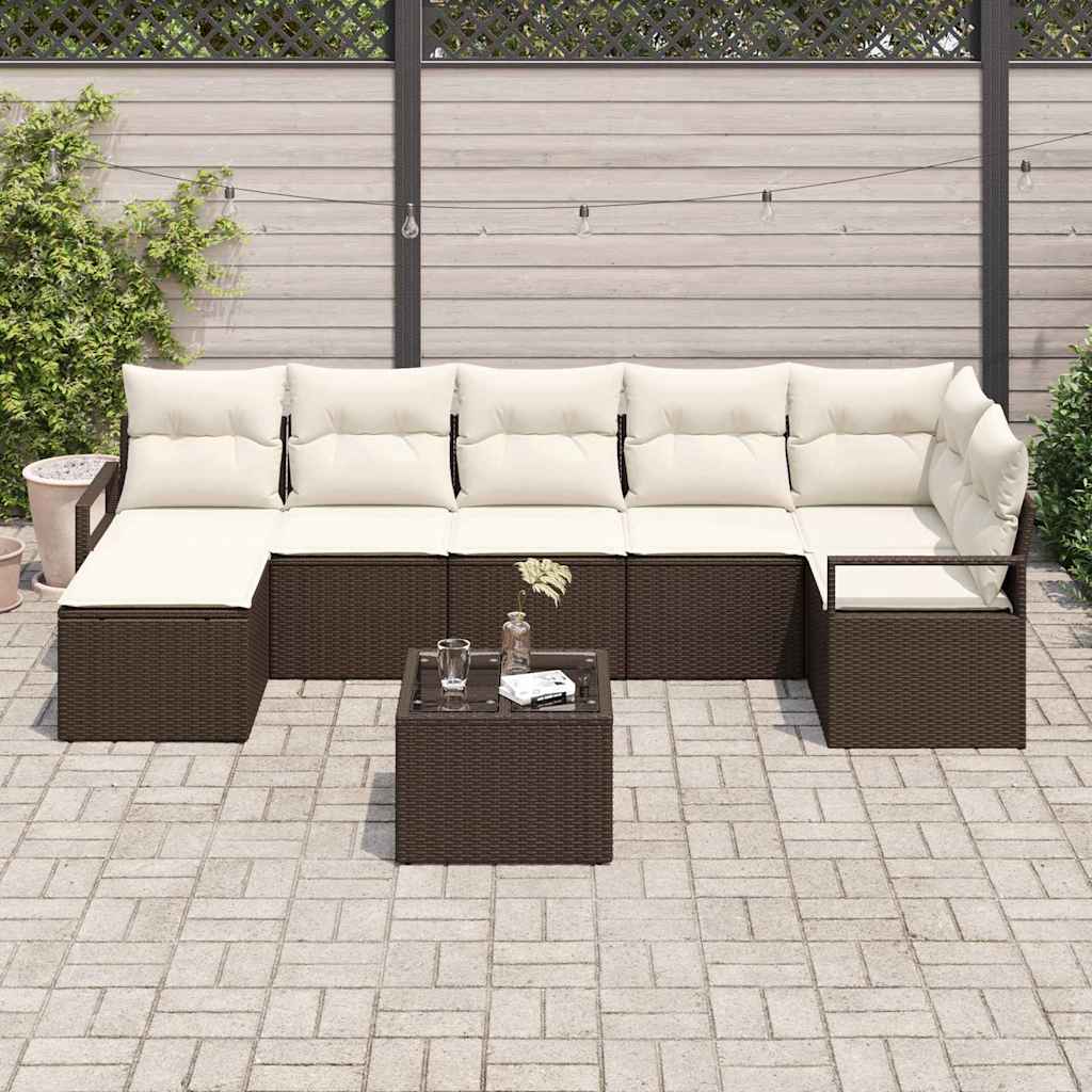 Ensemble de Canapés 8 pcs Marron polyrotin