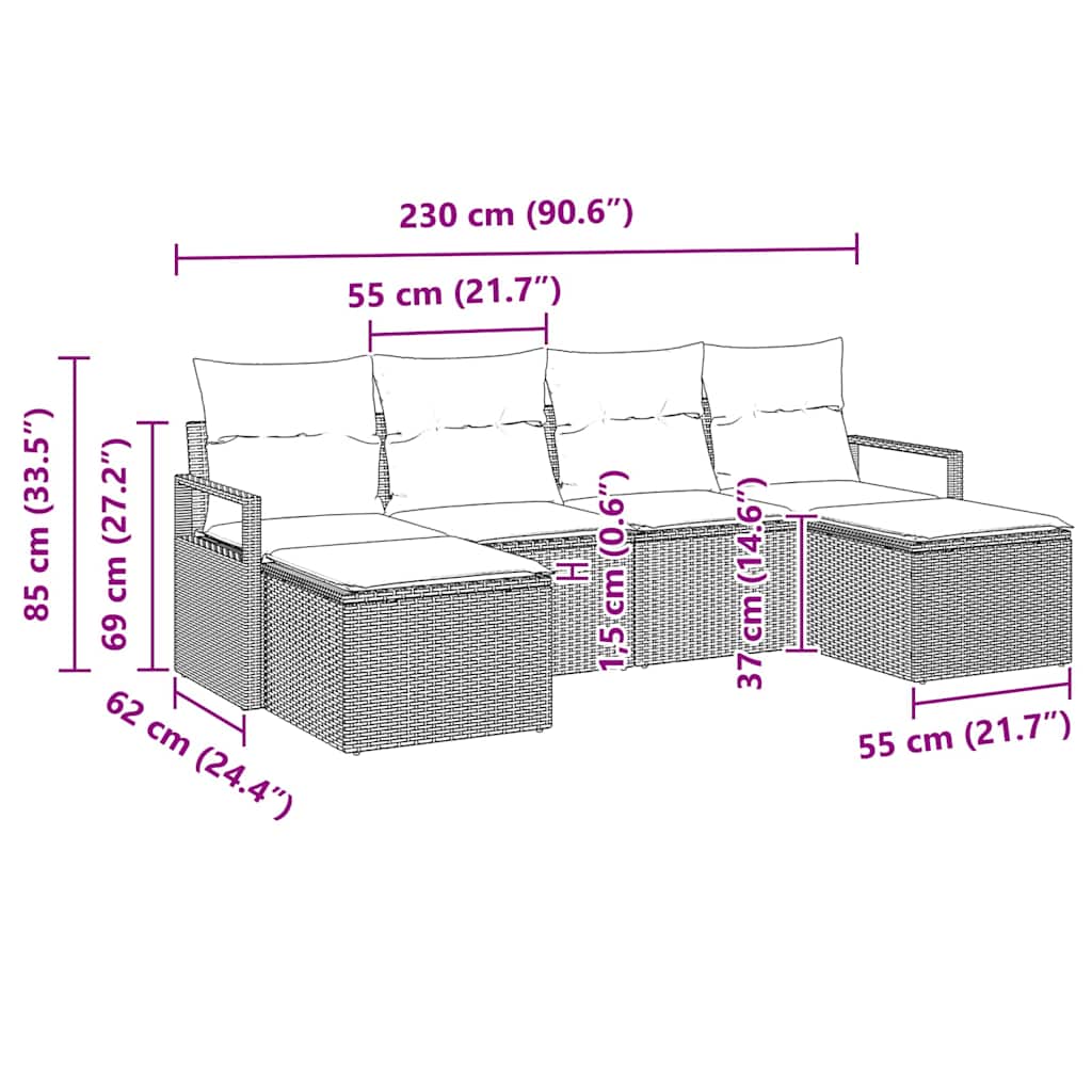 Ensemble de Canapés 6 pcs Beige polyrotin