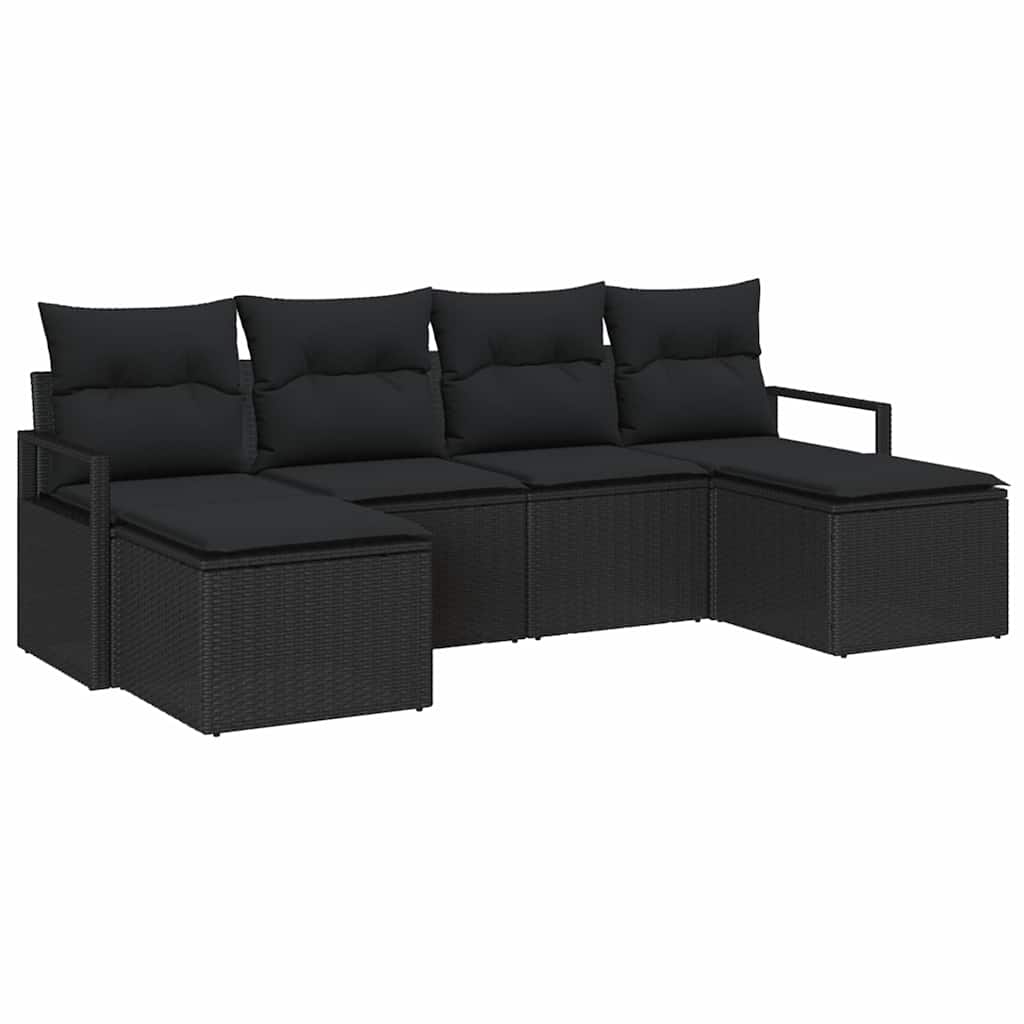 Ensemble de Canapés 6 pcs Noir polyrotin