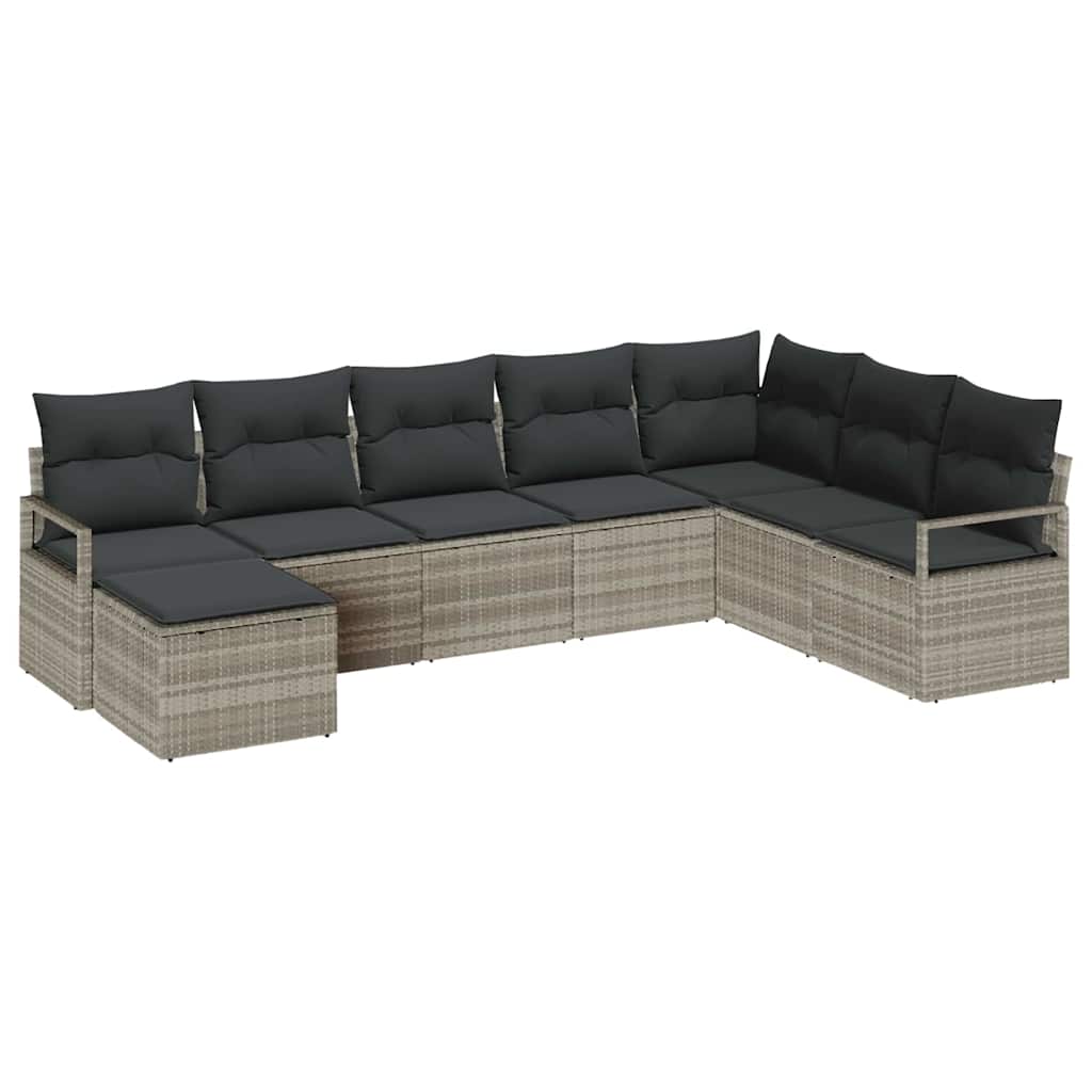 Ensemble de Canapés 8 pc Gris clair polyrotin