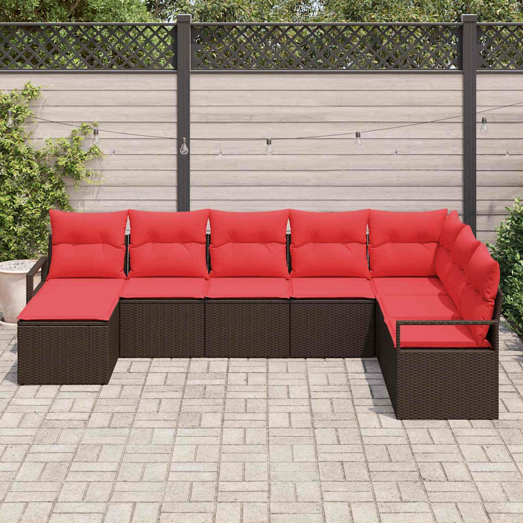 Ensemble de Canapés avec coussin 8 pcs Marron polyrotin
