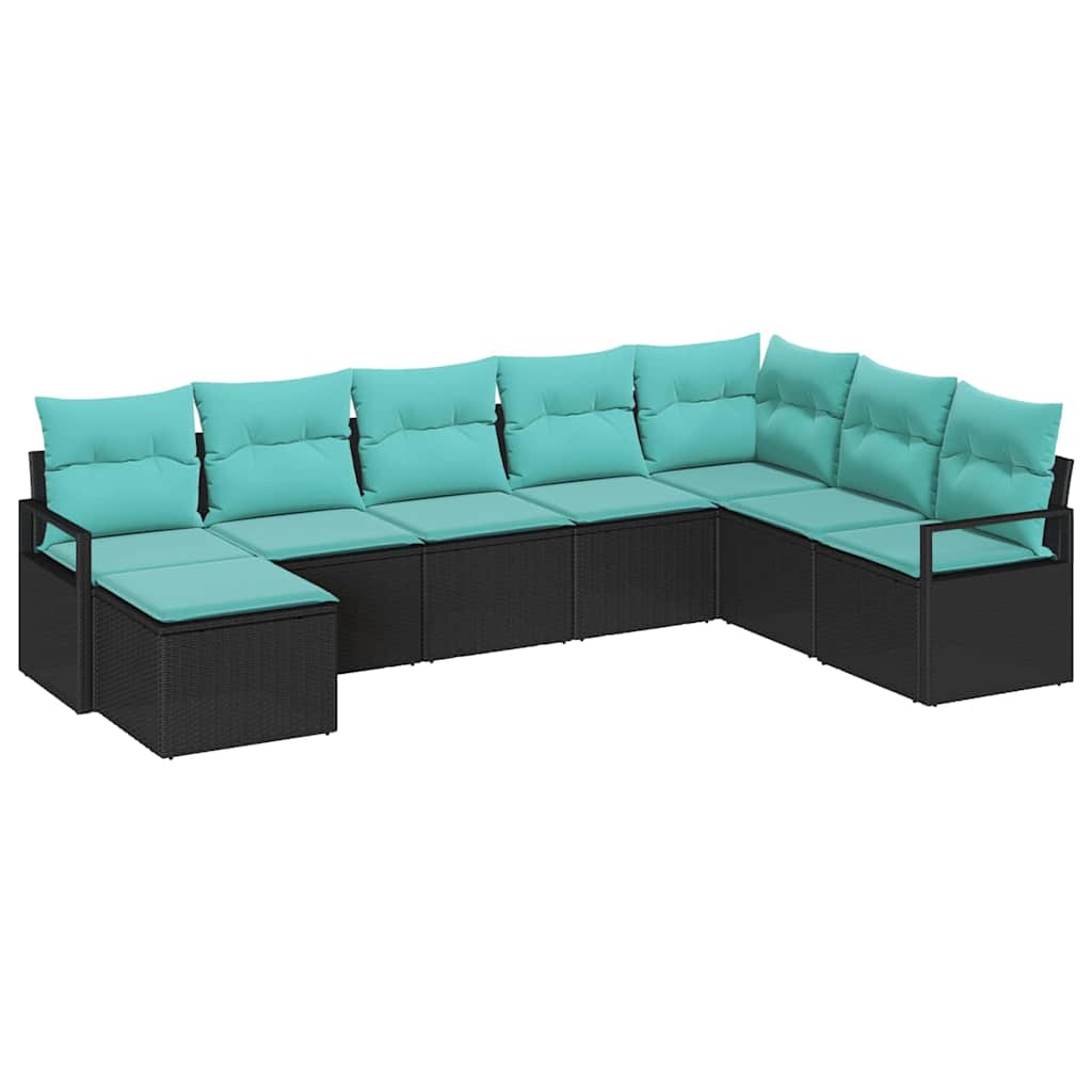 Ensemble de Canapés avec coussin 8 pcs Noir polyrotin