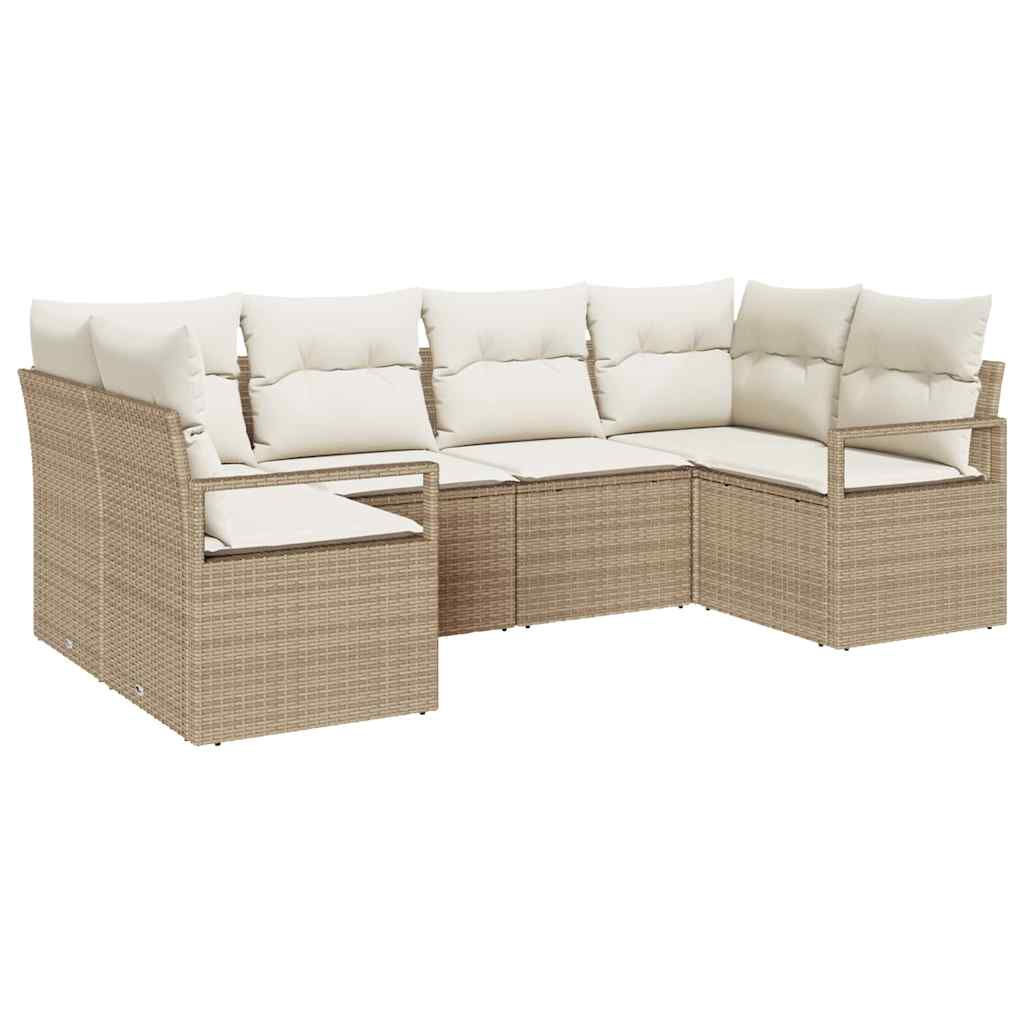 Ensemble de Canapés avec coussin 6 pcs Beige polyrotin