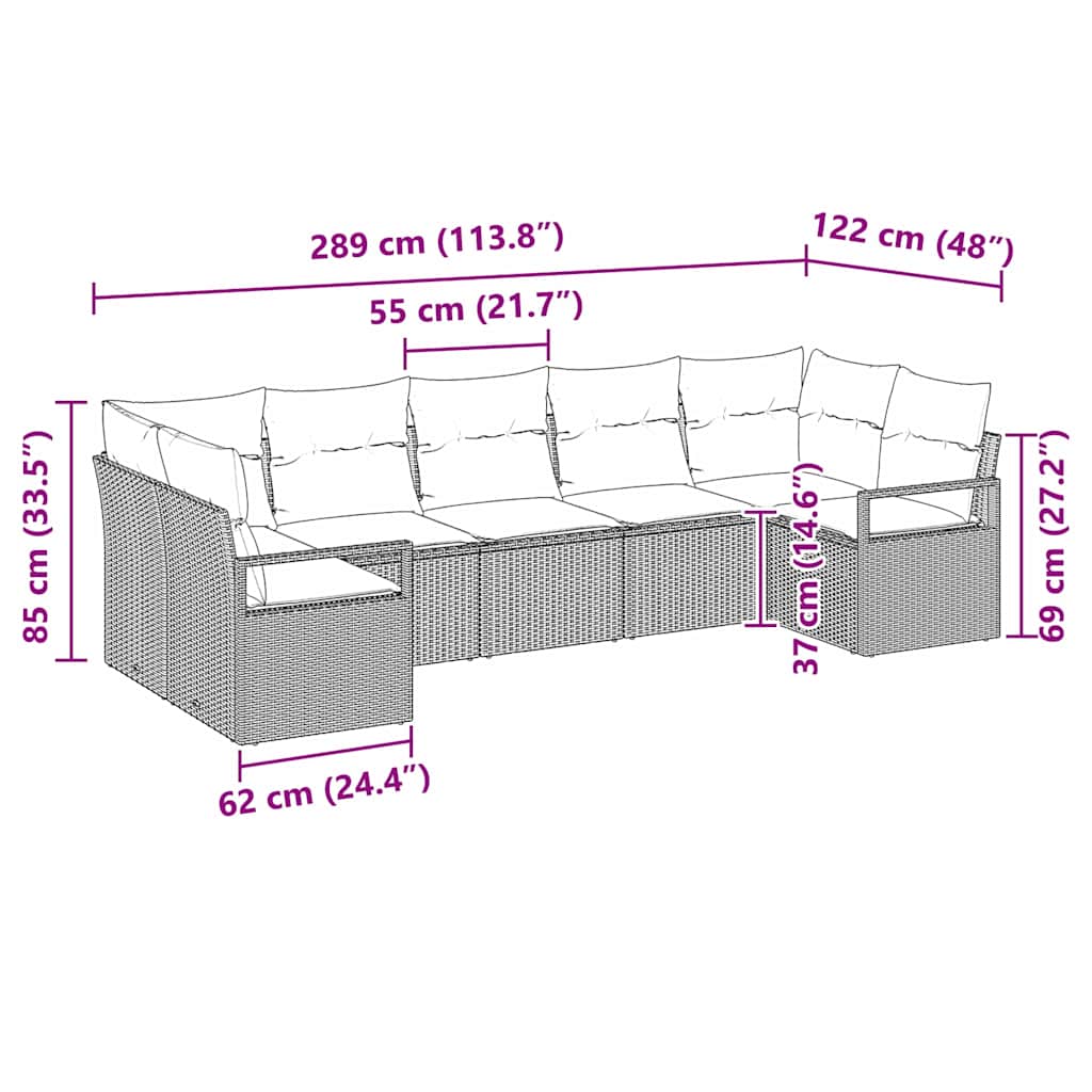 Ensemble de Canapés avec coussin 7 pcs Noir polyrotin
