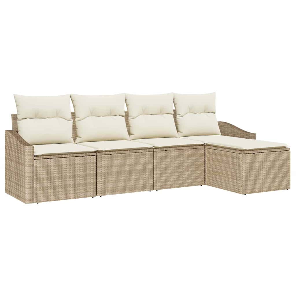 Ensemble de Canapés avec coussin 5 pcs Beige polyrotin