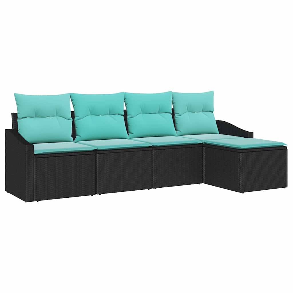Ensemble de Canapés avec coussin 5 pcs Noir polyrotin