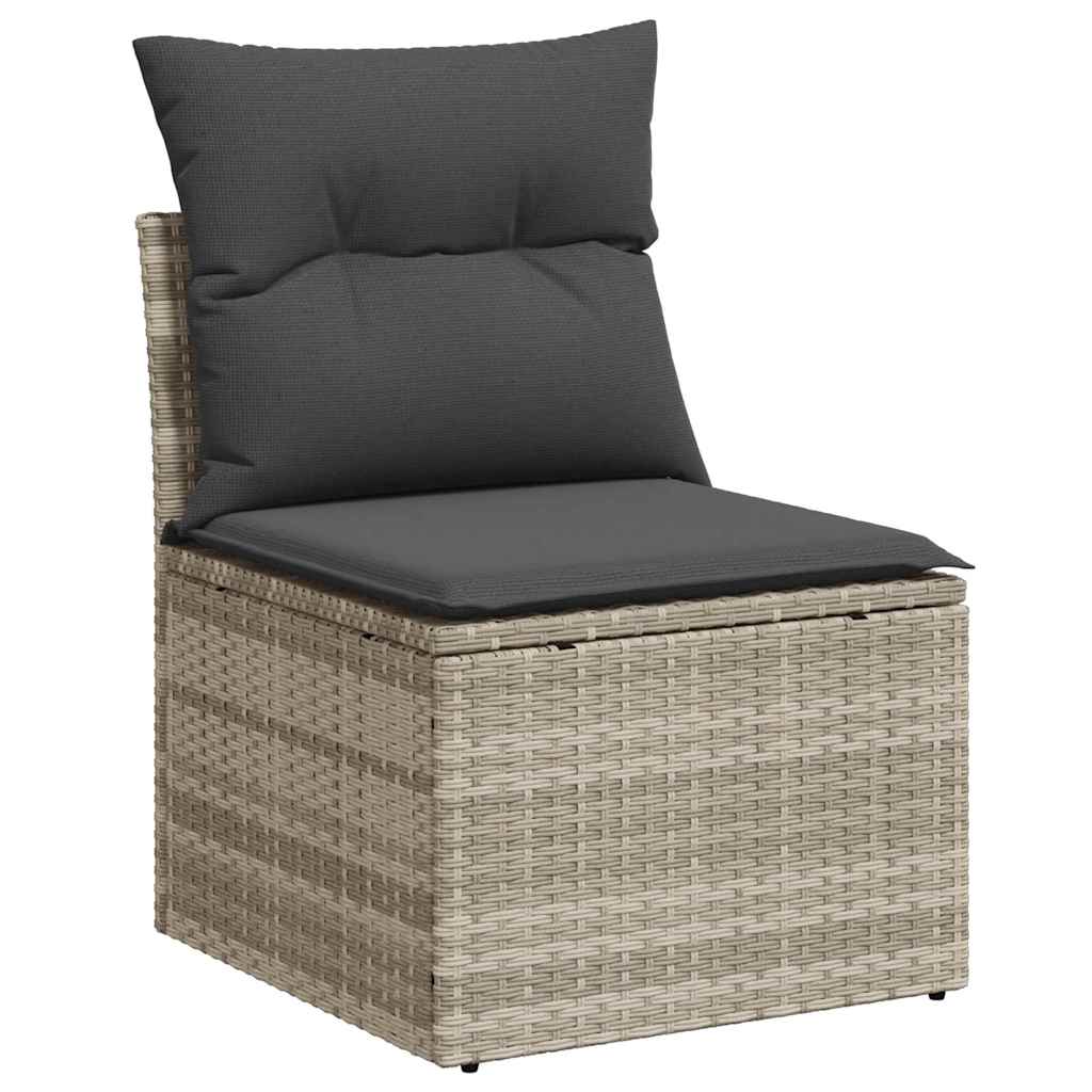 Ensemble de Canapés avec coussin 5 pcs Gris clair polyrotin